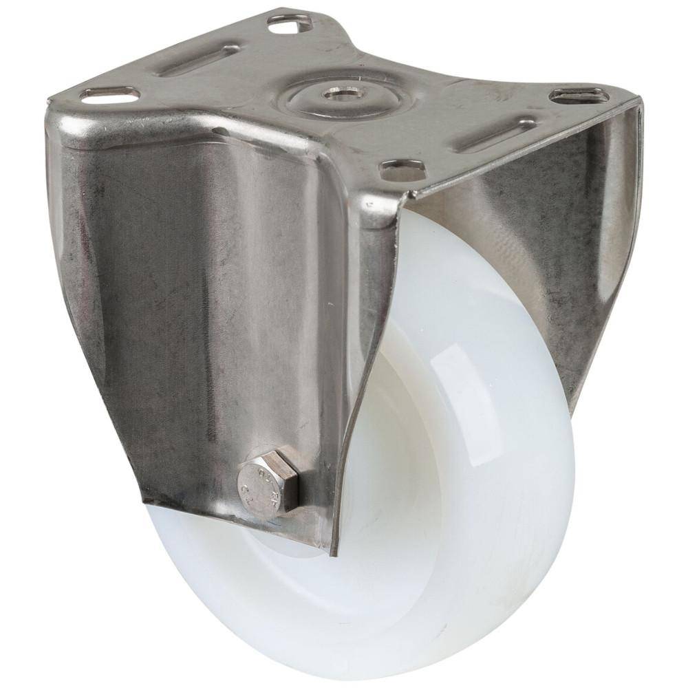 Edelstahl-Lenkrolle - mit Anschraubplatte - Polyamid-Rad - Rad-Ø 100 mm - Bauhöhe 128 mm - Tragkraft 200 kg - Preis per Stück