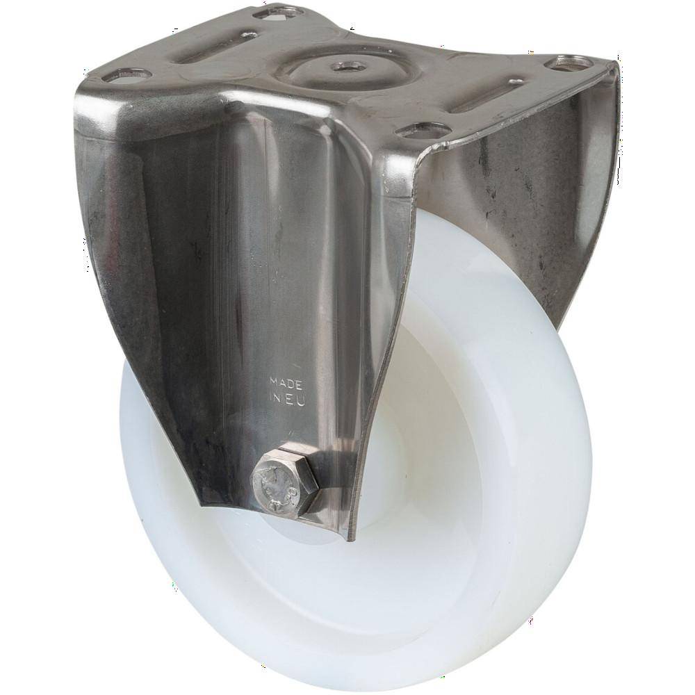 Edelstahl-Lenkrolle - mit Anschraubplatte - Polyamid-Rad - Rad-Ø 125 mm - Bauhöhe 163,5 mm - Tragkraft 750 kg - Preis per Stück