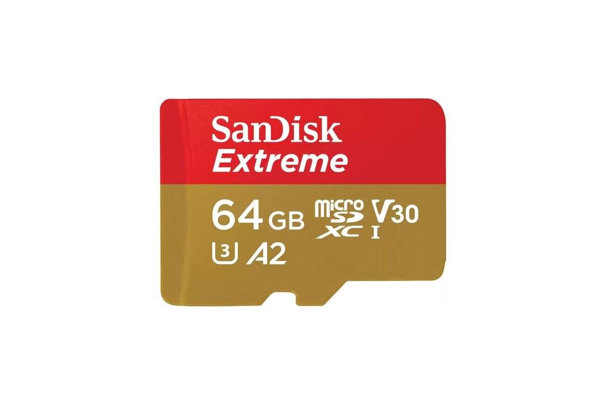 Extreme 64 GB microSDXC (UHS-I U3, Class 10, V30, A2)