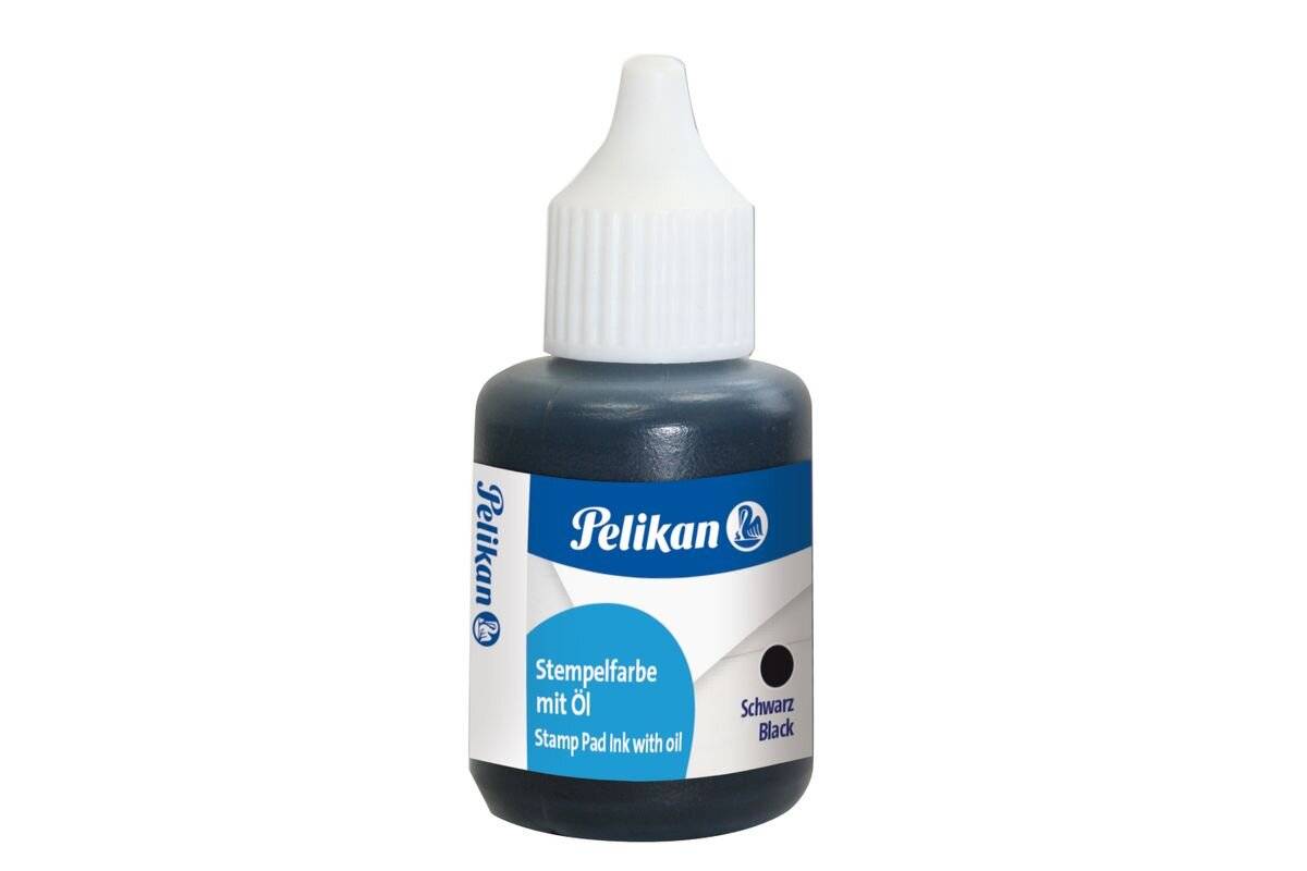 Pelikan Stempelfarbe m.Öl schwarz 30ml mit Pinsel