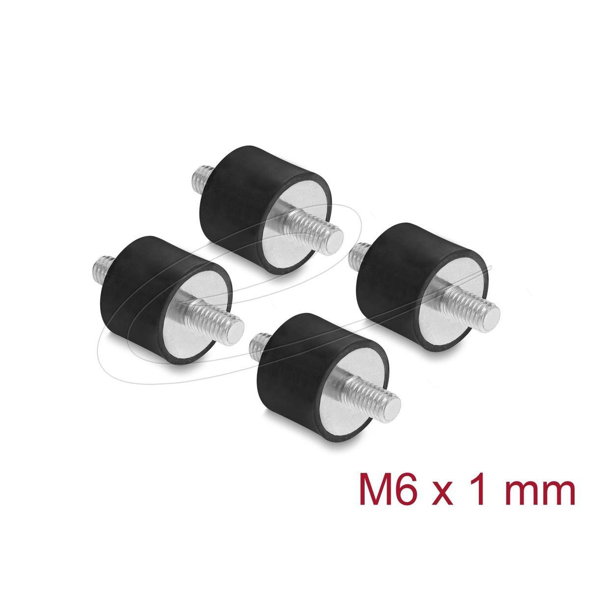Delock Vibrationsdämpfer M6 x 1 mm D 20 x H 15 mm mit 2 x Außengewinde, 4 Stück