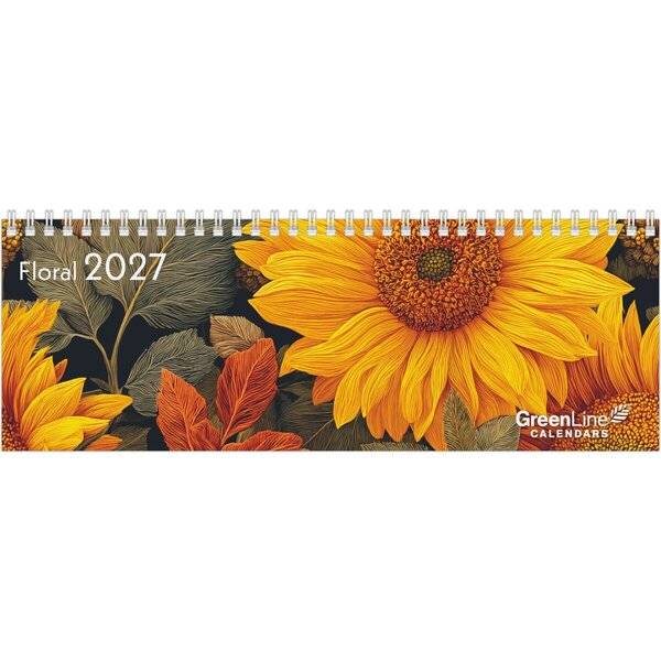 Tischquerkalender 194 Greenline 29,7x10,5m 1 Woche/2 Seiten Floral 2027