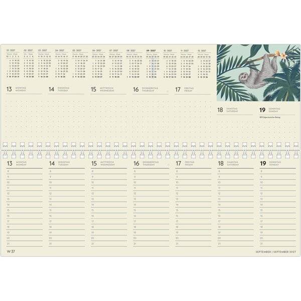 Tischquerkalender 194 Greenline 29,7x10,5m 1 Woche/2 Seiten Jungle 2027
