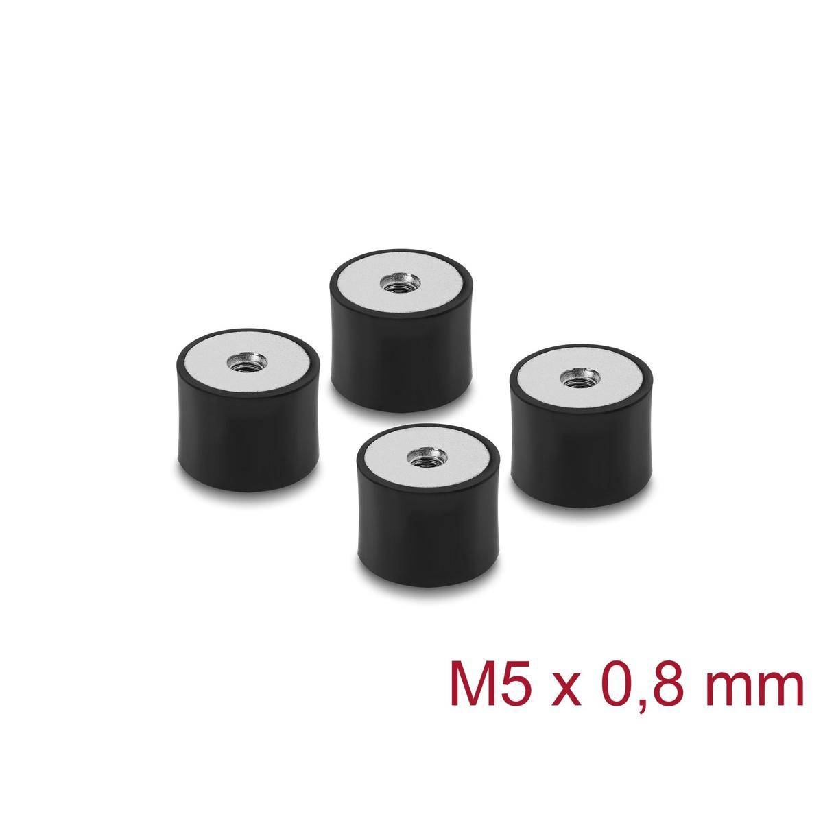Delock Vibrationsdämpfer M5 x 0,8 mm D 20 x H 15 mm mit 2 x Innengewinde 4 Stück schwarz