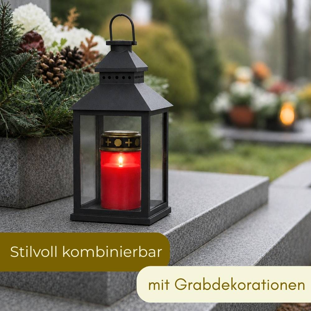 2er Grablichter LED Batteriebetrieben Set Grabkerzen LED Kerze Grabdekoration Wetterfest Friedhofskerzen Grabkerzen für draußen Grablampen Grableuch