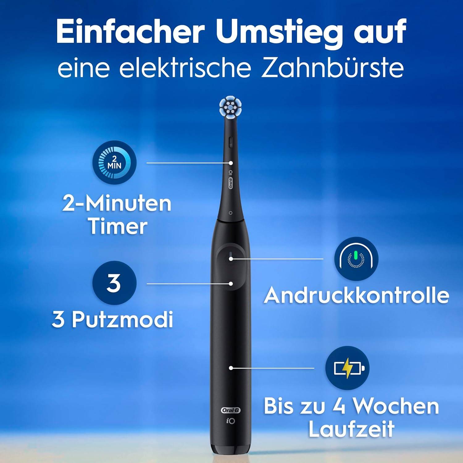 Oral-B iO Series 2 Elektrische Zahnbürste 1 Aufsteckbürste Schwarz Reise-Etui
