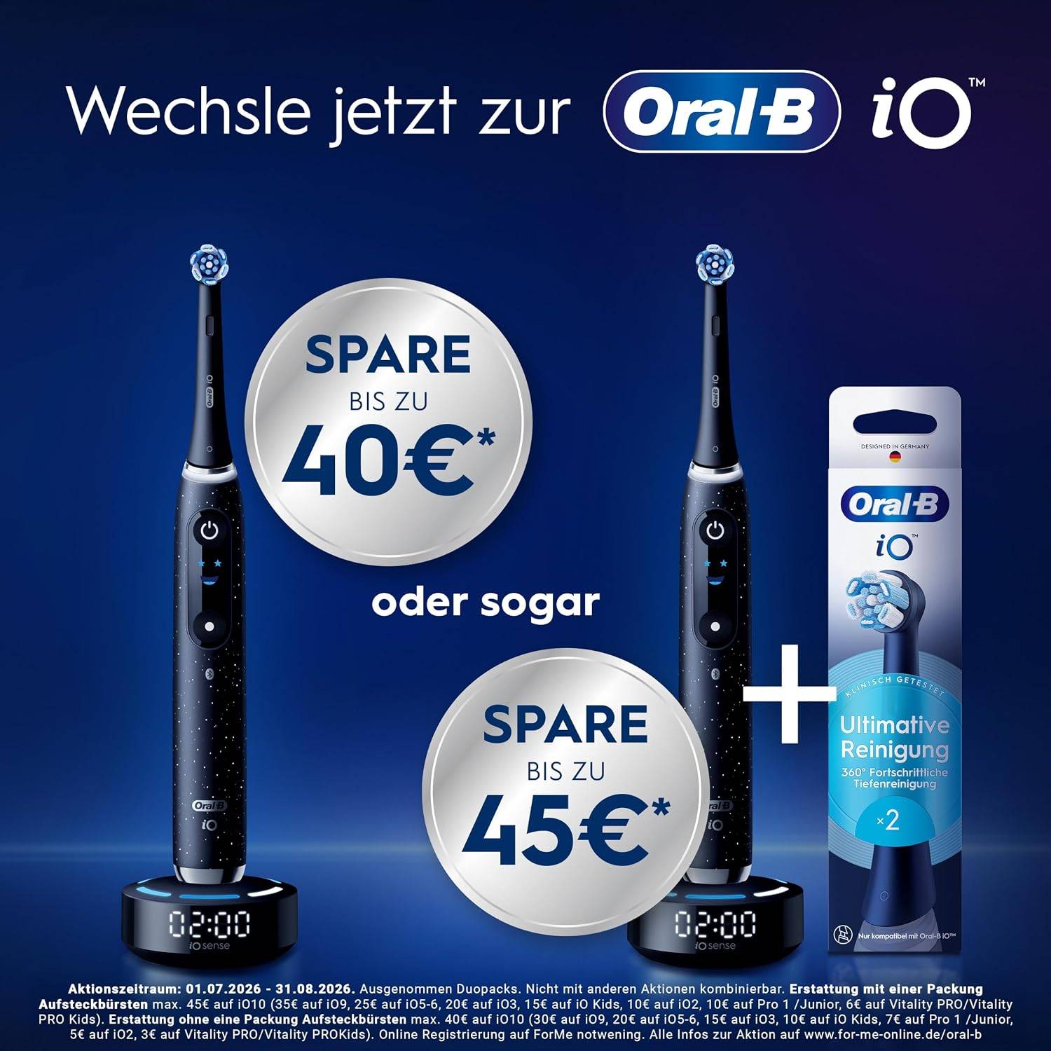 Oral-B iO Series 2 Elektrische Zahnbürste 1 Aufsteckbürste Schwarz Reise-Etui