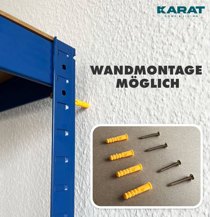 KARAT Schwerlastregal Lakota - Traglast bis 875 kg - 2er-Set - Blau- 150 x 75 x 30 cm