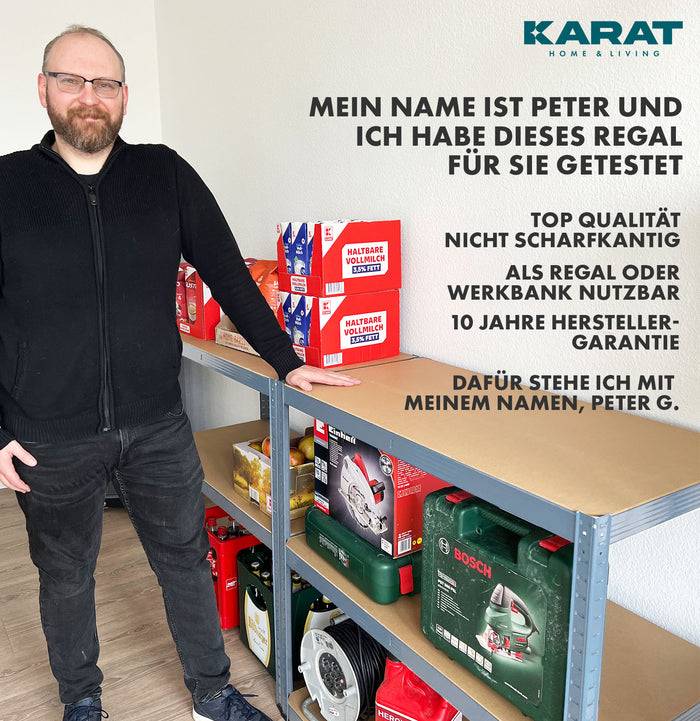KARAT Schwerlastregal Lakota - Traglast bis 875 kg - 2er-Set - Grau- 200 x 100 x 50 cm