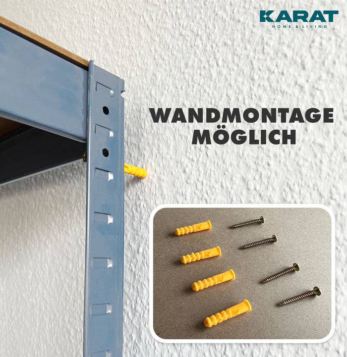 KARAT Schwerlastregal Lakota - Traglast bis 875 kg - 2er-Set - Grau- 200 x 100 x 50 cm