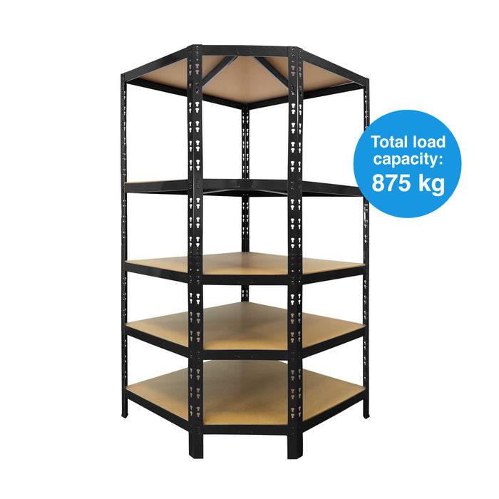 FLOORDIREKT Eckregal - Hohe Traglast & individuell einsetzbar - Schwarz - 180 x 90 x 42 x 60 cm