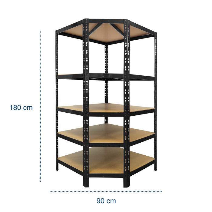 FLOORDIREKT Eckregal - Hohe Traglast & individuell einsetzbar - Schwarz - 180 x 90 x 42 x 60 cm