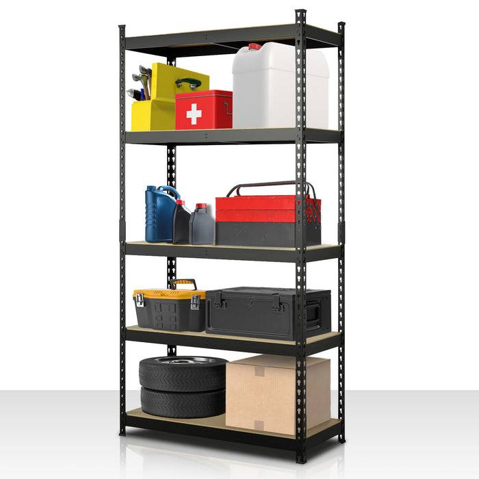 FLOORDIREKT Schwerlastregal Rhino - Lagerregal mit 5 Fachböden - 1050 kg Traglast - Schwarz - 180 x 90 x 45 cm