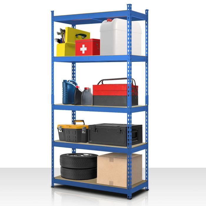 FLOORDIREKT Schwerlastregal Rhino - Lagerregal mit 5 Fachböden - 1050 kg Traglast - Blau - 180 x 90 x 60 cm
