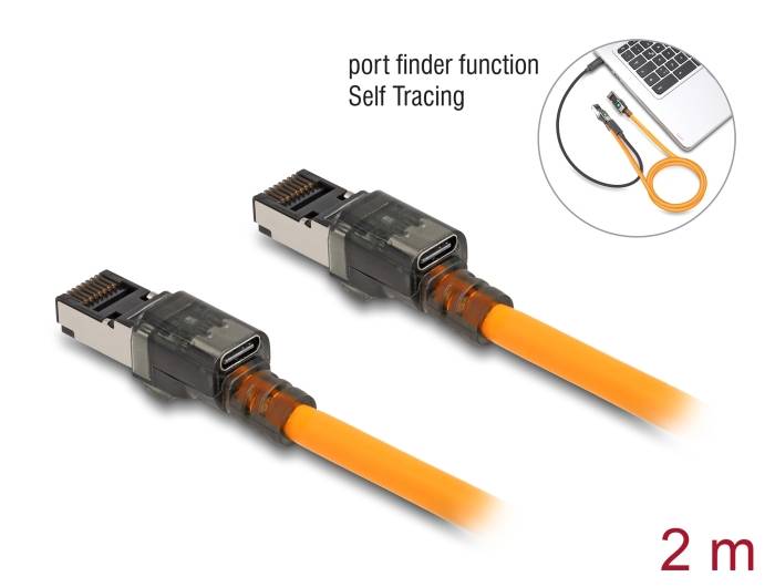 Delock RJ45 Netzwerkkabel mit USB Type-C™ 2 m orange