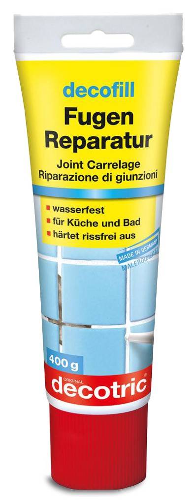 decofill Fugen-ReparaturHochwertige Spezial-Fugenmasse zum Ausfugen von Wandfliesen. Ideal für die schnelle Reparatur beschädigter Fliesenfugen.