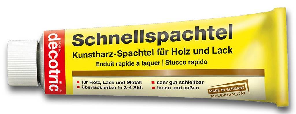 SchnellspachtelSchnelltrocknender, hochwertiger, weißer Kunstharz-Lackspachtel für innen und außen. Optimaler Untergrund für nachfolgende Lackieru