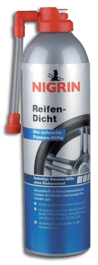 ReifenpannensprayVerschließt in Sekundenschnelle Löcher im Reifen und pumpt ihn wieder aufFür Löcher bis 3mm Ø geeignetAusreichend für die Füll