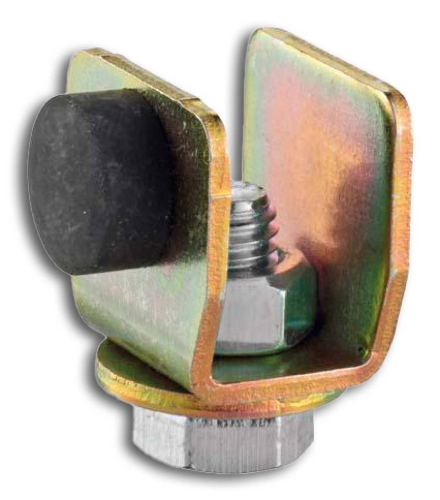 HELM Schienenstopper -00 PLaufwegbegrenzung, verhindert das Herausfahren der Rollapparate aus dem ProfilStahl, verzinkt, gelb