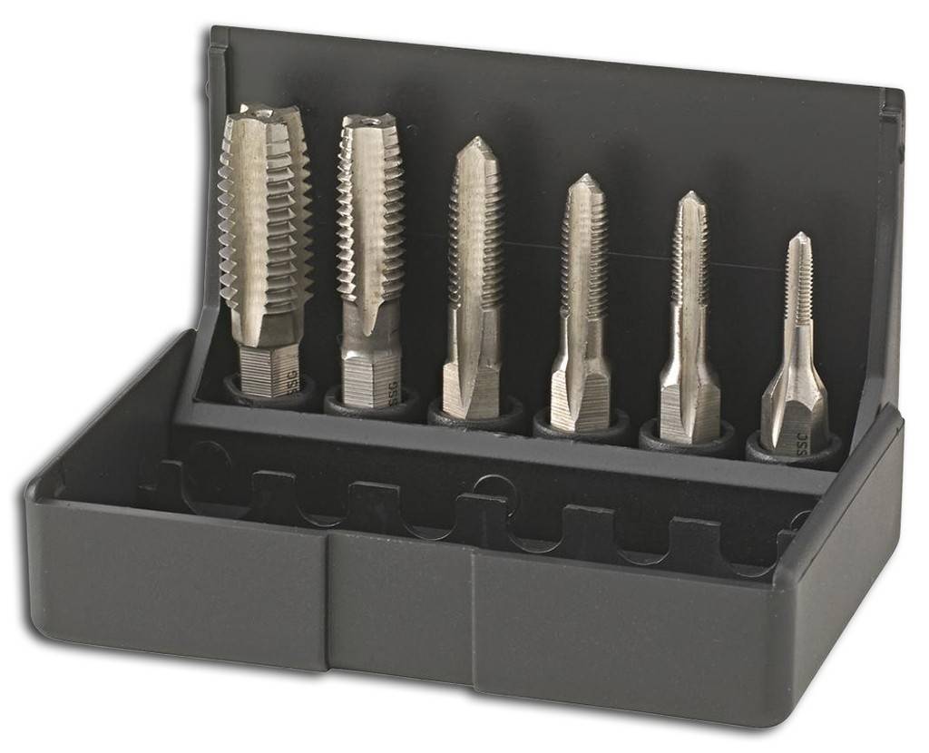 Einschnittgewindebohrer-Bit-Satz 1/4"Ausführung Lieferung in Kunststoffbox.Anwendung Zum Schneiden von metrischen ISO-Gewinden nach DIN 13. Für den