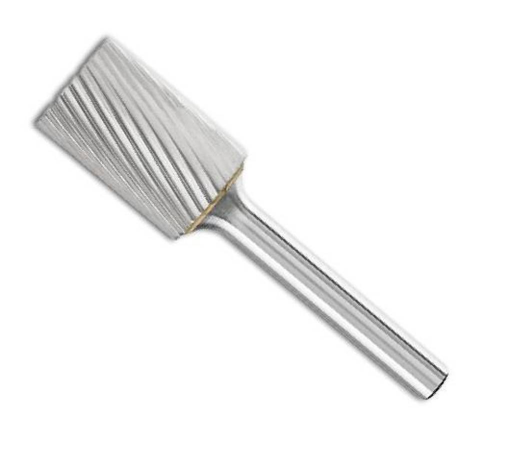 Silber-Metallschleifstift mit zylindrischem Kopf und langem Schaft, isoliert auf weißem Hintergrund dargestellt.