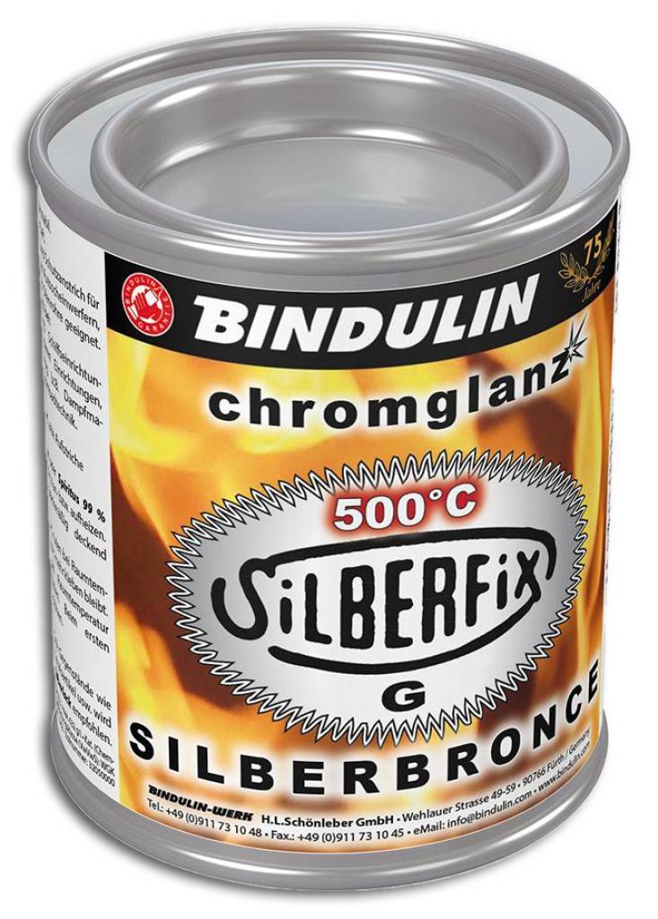 Silberfix-G SilberbronzeProduktbeschreibung Zier- und Schutzanstrich mit chromglanz Aluminium-Dauerfarbe bis 500 C permanent hitzefest und farbt