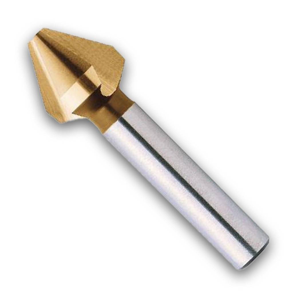 Kegel- und Entgratsenker 60 mit zyl. SchaftAusführung Axial und radial hinterschliffen Mit geraden, u-förmigen Spannuten Aus dem Vollen ges