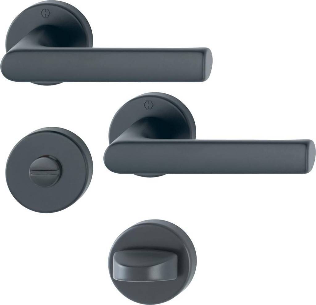 Türbeschlag, Serie Hamburg1700/42KB/42KBS HOPPE-SchnellstiftPlus-Aluminium-Innentür-Rosetten-Garnitur Türgriff-Garnitur Geprüft nach DIN EN