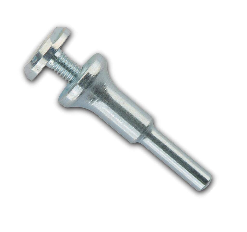 Metallschraubenzieher mit Gewinde, Sechskopf und konischer Welle auf weißem Hintergrund.