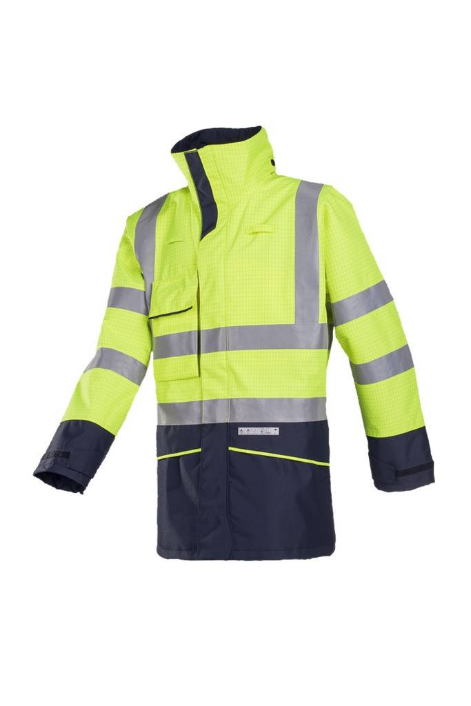 Hedland, Flammenhemmende und antistatische Warnschutz-RegenjackeFlammenhemmend, antistatisch, wasserdicht und winddicht die wichtigsten