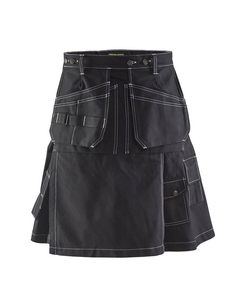 Handwerker Kilt Schwarz C56 Zwei lose Nageltaschen, die in die Vordertaschen mit Balg verstaut werden können Zwei Gesäßtaschen mit Balg Ha