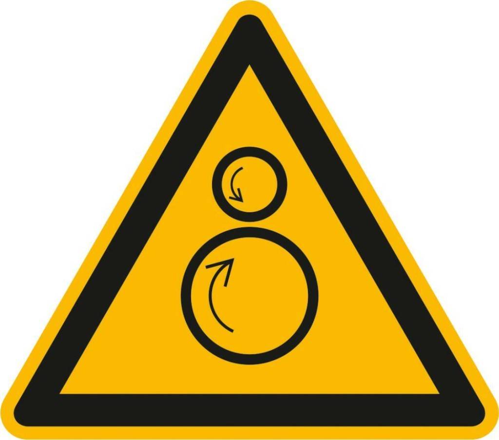 Warnschild, Warnung vor gegenläufigen RollenASR A1.3 W025DIN EN ISO 7010 W025