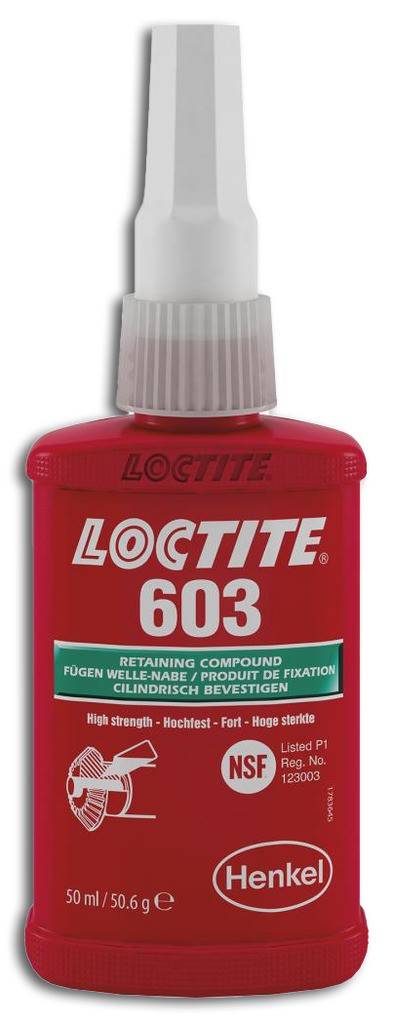 Loctite 603 Buchsen- und LagerbefestigungProduktbeschreibung Hochfester Fügeklebstoff Härtet unter Luftabschluss zwischen enganliegenden Metal