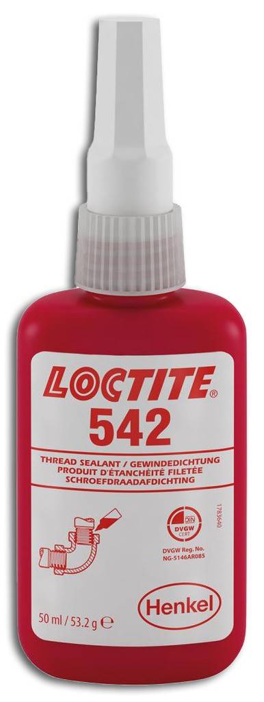 Loctite 542 Gewindedichtung Härtet unter Luftabschluss zwischen enganliegenden Metallflächen aus Verhindert selbstständiges Losdrehen und Und