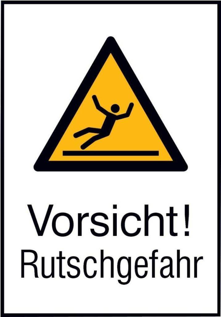 Kombi-Warnschild, Vorsicht RutschgefahrASR A1.3 W011DIN EN ISO 7010 W011Mit Zusatztext