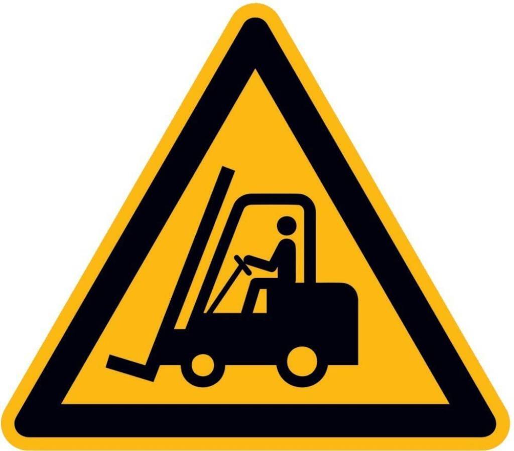 Warnschild, Warnung vor FlurförderzeugenASR A1.3 W014DIN EN ISO 7010 W014