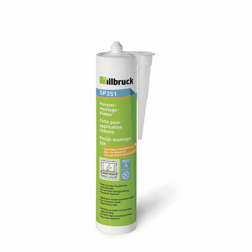 Fenstermontagekleber SP351Dieser elastische, standfeste 1-komponentige Klebstoff auf Hybridpolymer-Basis ist besonders geeignet zum
