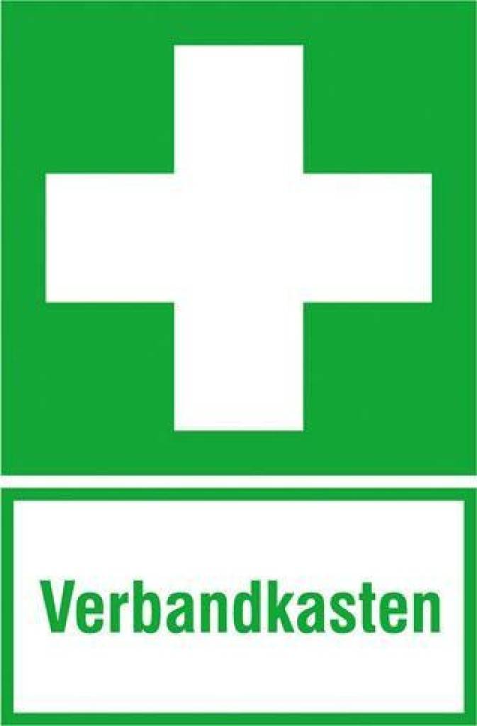 Rettungsschild, VerbandkastenASR A1.3 E003 ZusatztextDIN EN ISO 7010 E003 ZusatztextLangnachleuchtend, DIN 67510-1 Klasse C