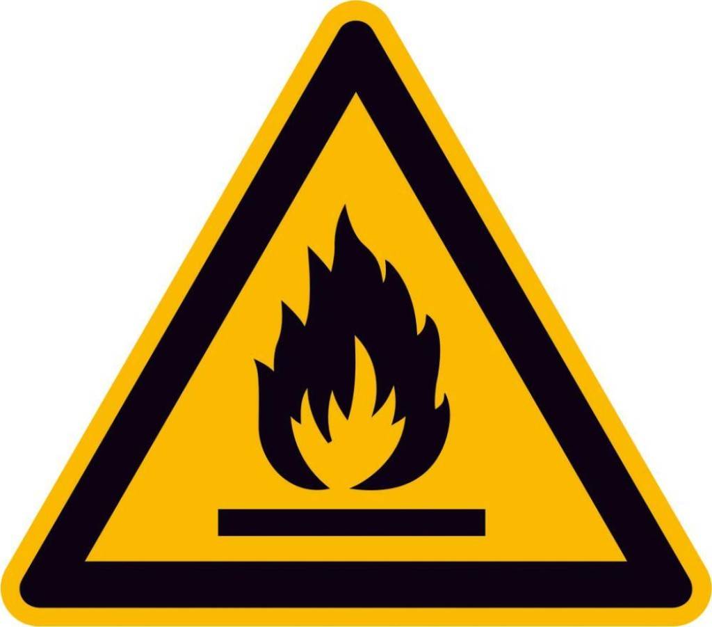 Warnschild, Warnung vor feuergefährlichen StoffenASR A1.3 W021DIN EN ISO 7010 W021
