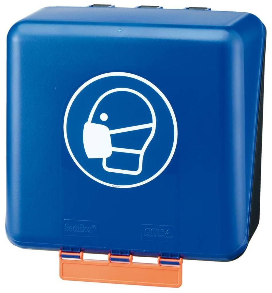 SecuBox Midi Standard für leichten AtemschutzEigenschaften Behälter aus ABS-Kunststoff Mit Gebotszeichen Patentierte Kippöffnung zur schne