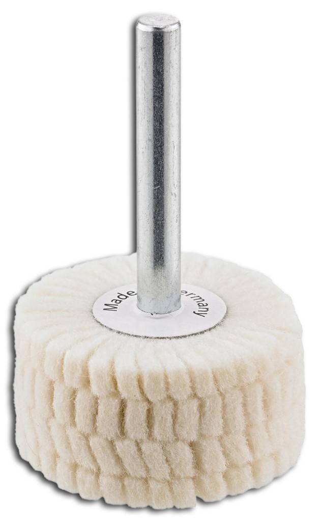 Filz-Bürstenpolierstift 40 x 20 mmAusführungAus 2 mm starken Filz-Lamellen. Durch die Lamellen passt sich der Stift ideal der zu bearbeitenden Kontu