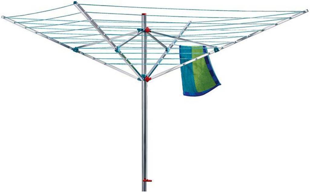 Wäschespinne AlustarPoliertes Aluminium-Standrohr, 40 mmTragarme aus polierten Aluminium-Rechteckprofilen, 20 x 20 mmSternteile aus hochwertigem
