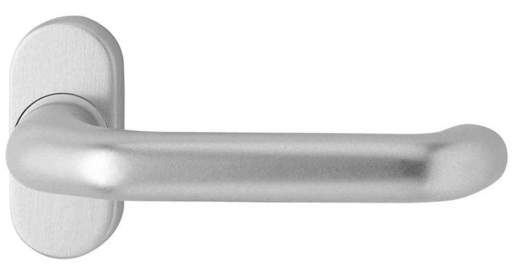 Feuerhemmend-Drücker-Halbgarnitur Ares FS 1300/2133 Aus Edelstahl, matt Oval DIN-Richtung Links-Rechts Abdeckung ohne Schlüsselrosette,