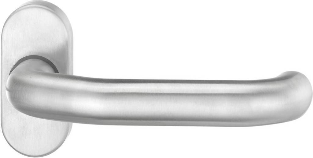 Feuerhemmend-Drücker-Halbgarnitur Ares FS 1800/2133 Aus Edelstahl, matt Oval DIN-Richtung Links-Rechts Abdeckung ohne Schlüsselrosette,