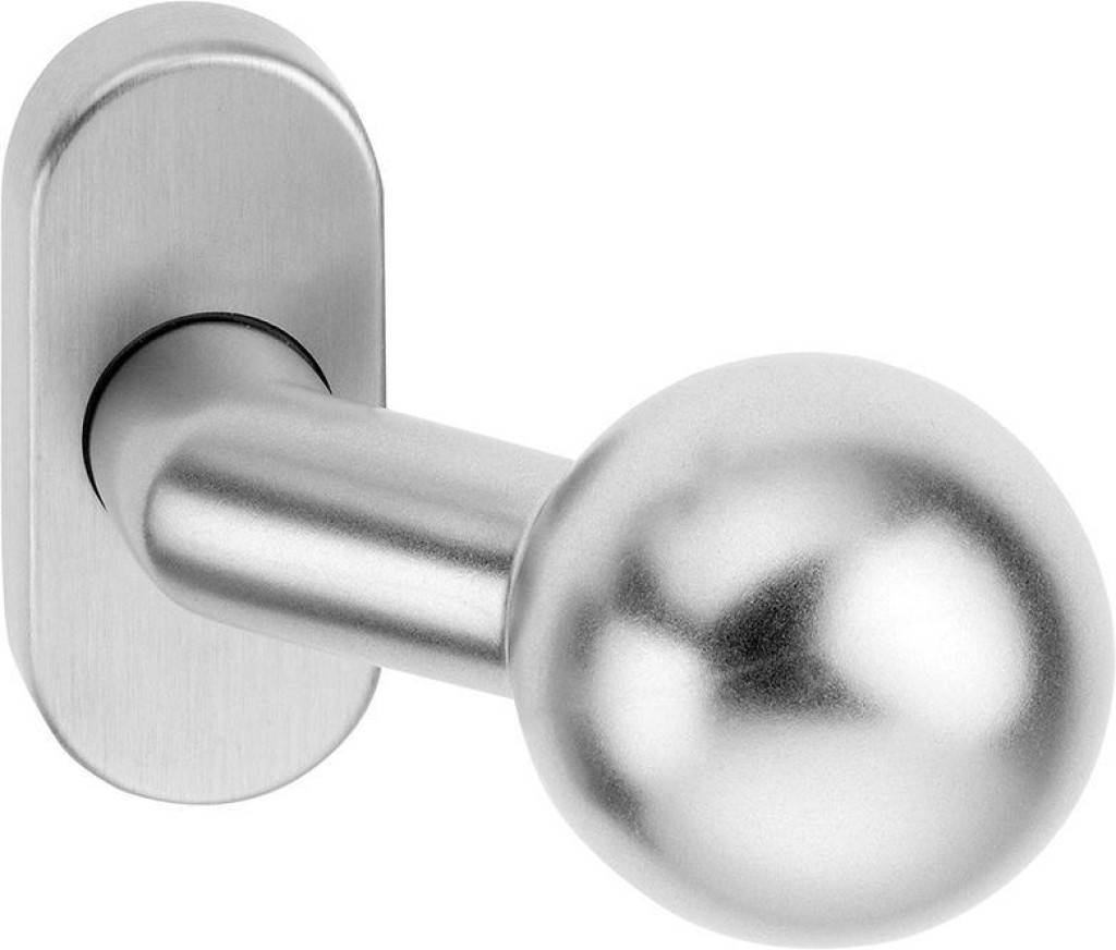 Zimmertür-Knopf Ares 2033/4010 Edelstahl-Türknopf, matt Ovale Abdeckung auf Rosette Lagerung drehbar Unterkonstruktion aus Stahl Stif