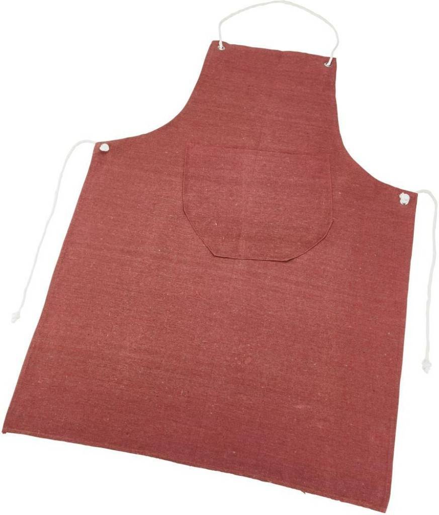 Segeltuch-SchürzeEigenschaftenKordel in ÖsenBauchverstärkung aus SegeltuchMaße 80 x 100 cmMaterial 100 BaumwolleFarbe rotbraun