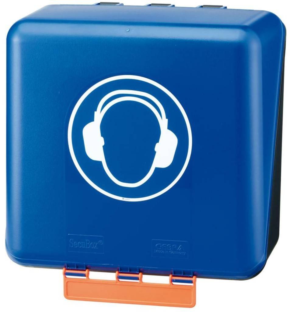 SecuBox Midi Standard für GehörschutzEigenschaften Behälter aus ABS-Kunststoff Mit Gebotszeichen Patentierte Kippöffnung zur schnellen un