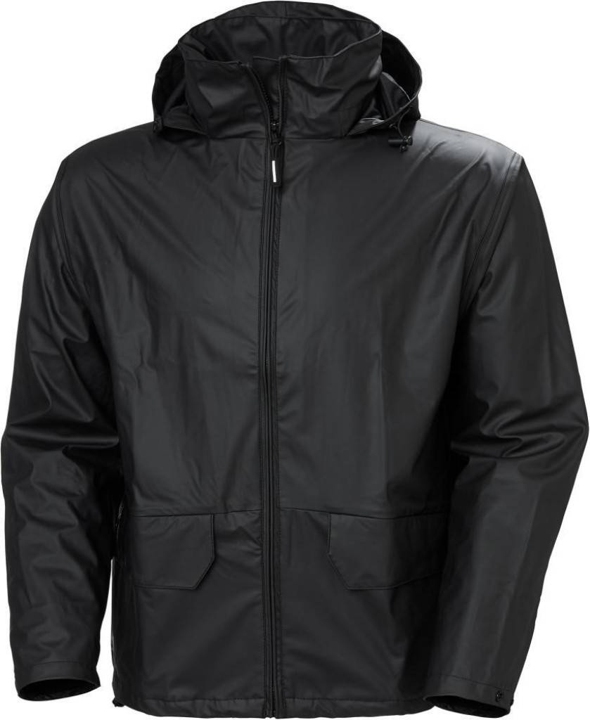 Stretch-Regenjacke VossEigenschaften Zwei Vordertaschen mit Abdeckung Kapuze im Kragen verstaubar Kapuze mit Kordelzug Verlängerter Rück