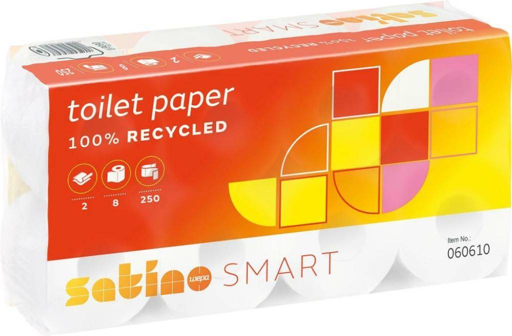 Toilettenpapier WEPA SmartEigenschaften Tissue-Toilettenpapier aus 100 Altpapier 2- oder 3-lagig Farbe weiß WaffelprägungLieferumfang