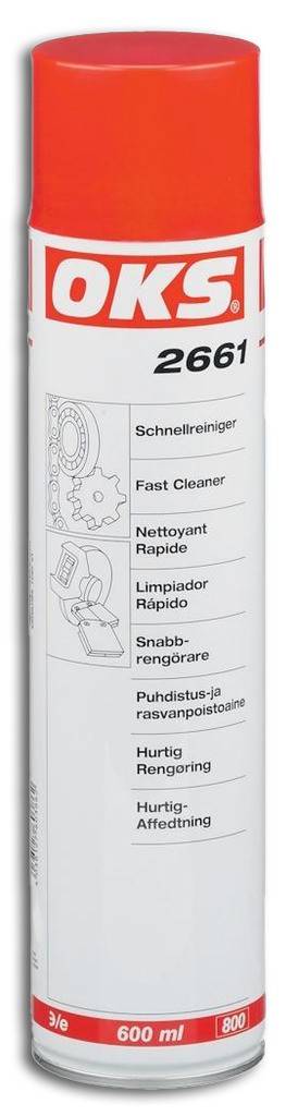 OKS 2661 SchnellreinigerProduktbeschreibung Für Maschinenteile und Oberflächen mit öligen oder fetthaltigen Verschmutzungen Verdampft schnell